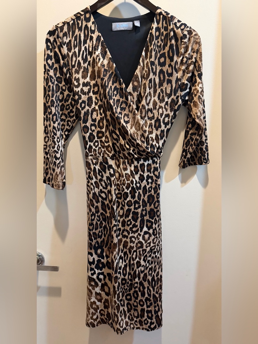 NY Collection Leopard-Print Wrap Midi Dress - Brown & Black
